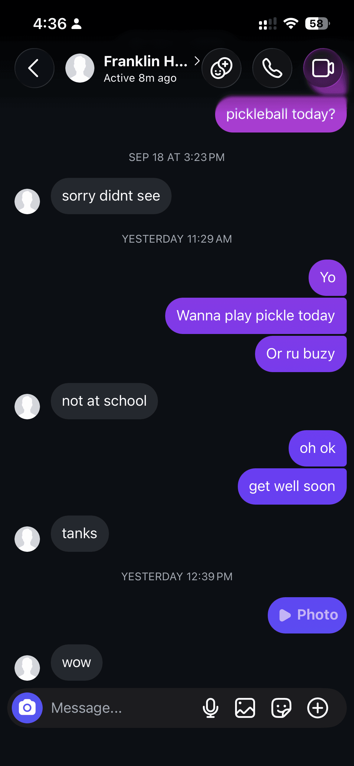 Instagram conversation about making plans to play pickleball