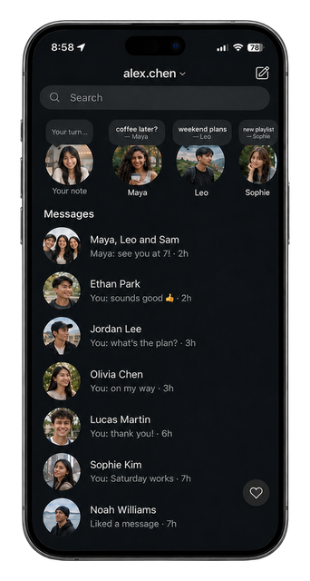 Konvo inbox on iPhone